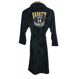 Joe Boxer Varsity Football Soft Fleece Bath Robe Youth Large 10/12 Black Pockets